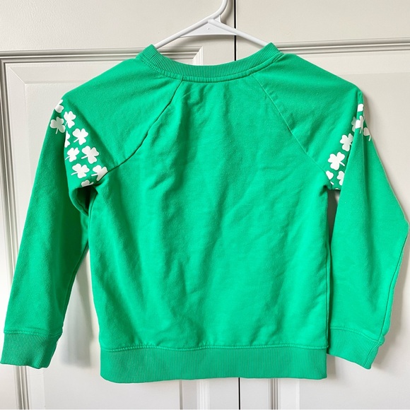 Cat & Jack Girls Green 'So Lucky' at. Patrick’s Day Pullover Sweatshirt size 6/7 - Picture 4 of 6
